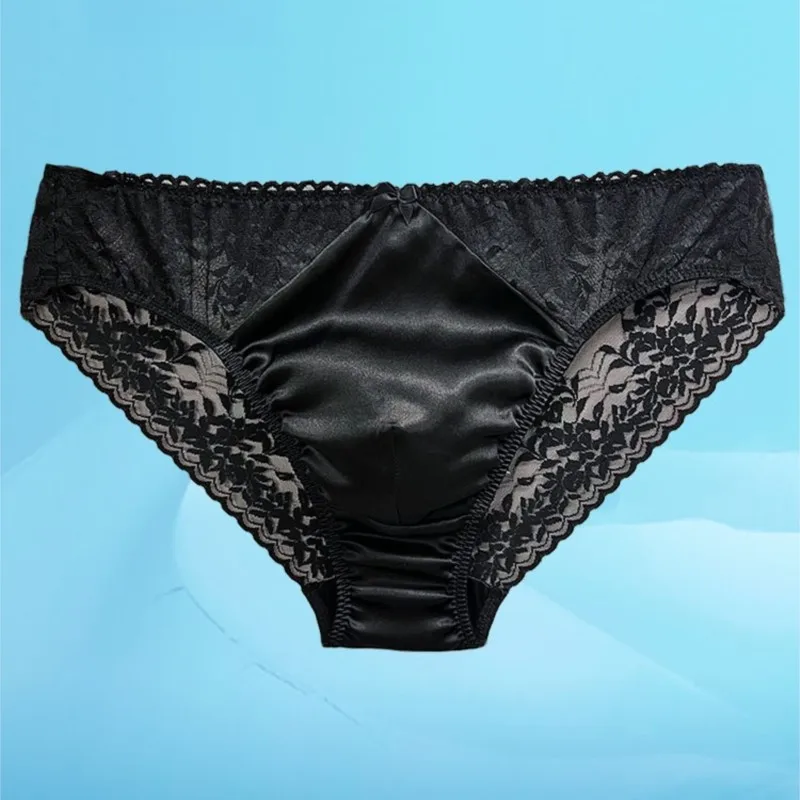 Pouch Boxer Pouch - セクシーな男性用シルクレースのシースルーブリーフ。クロスドレッシングにも最適。ミッドウエストで、U字型のポーチが付いたシームレスで快適な男性用下着。