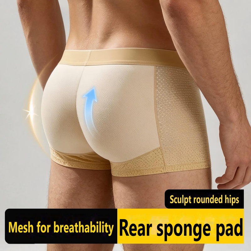 男性用、パッド入りボクサーパンツ、セクシーなヒップアップ効果 - Trunk Breathable Men のレビューと価格