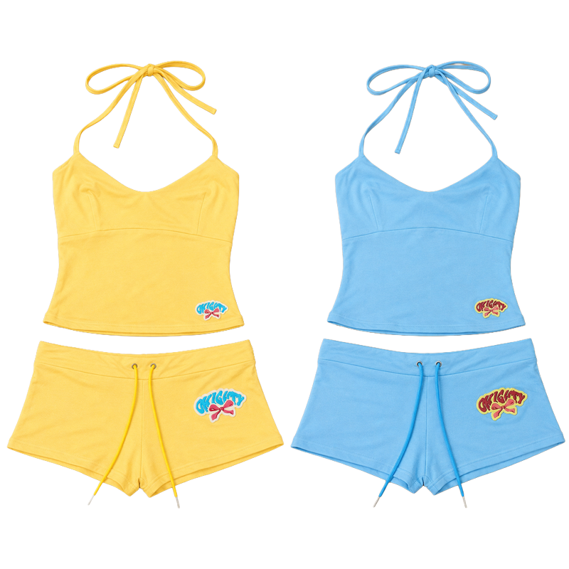 レディース2ピースショートセット キャミトップショーツセット - Suspender Tank Top のレビューと価格