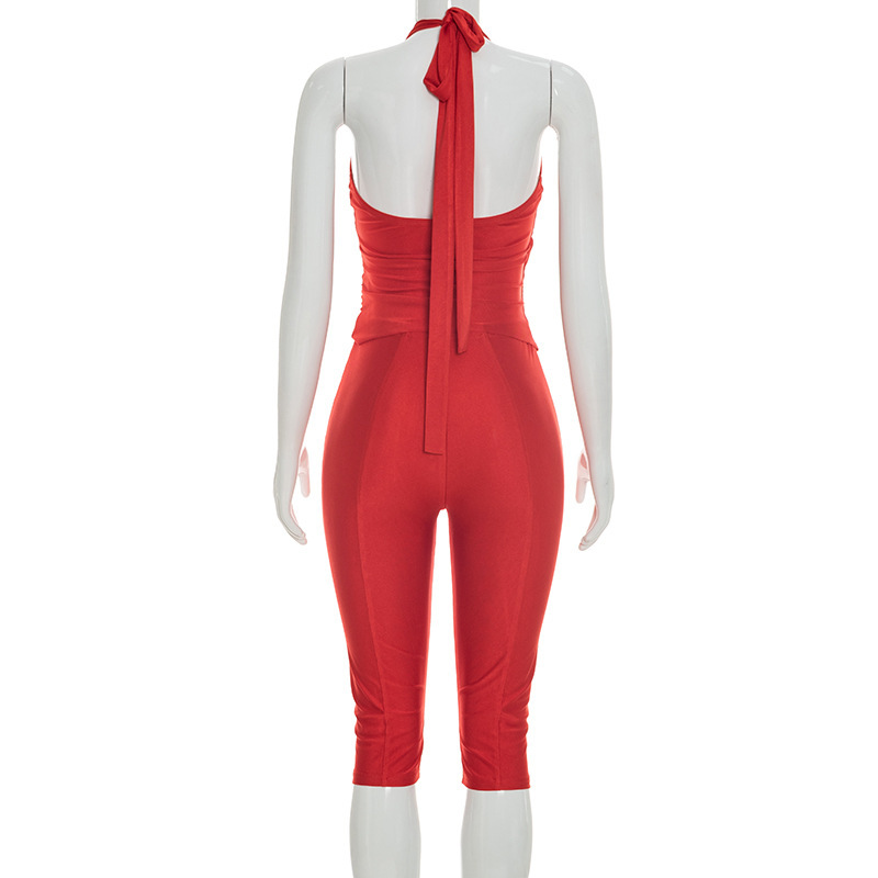 スリム2ピースセット レディース 無地 ラップVネック レー - Suspender Tank Top のレビューと価格