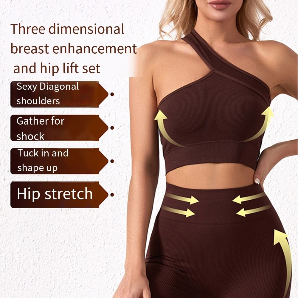 2点セット、カジュアルでシームレスな女性用ワークアウトウェア - Tank Top Ribbed のレビューと価格