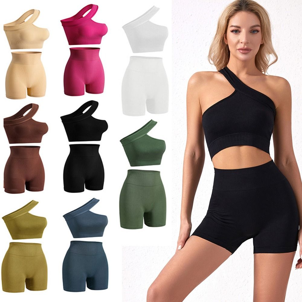 2点セット、カジュアルでシームレスな女性用ワークアウトウェア - Tank Top Ribbed のレビューと価格