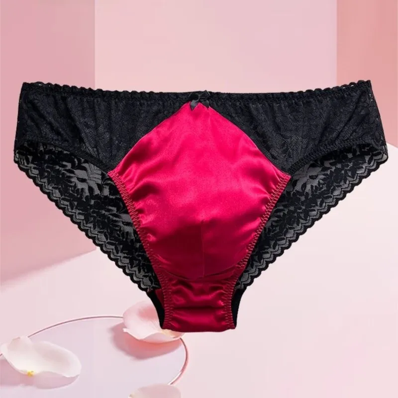 セクシーな男性用シルクレースのシースルーブリーフ。クロスドレ - Pouch Boxer Pouch のレビューと価格