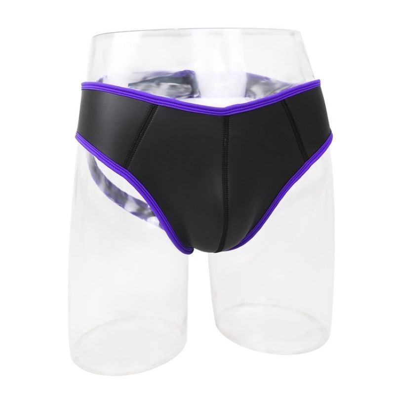 男性用、セクシーなPUレザーのトライアングルブリーフ。背中が - Pouch Boxer Pouch のレビューと価格