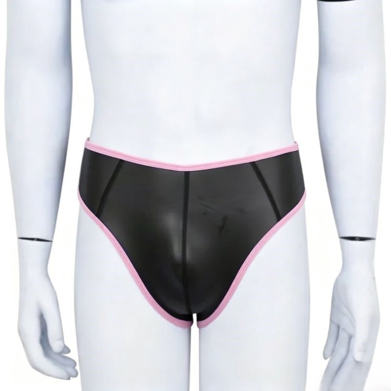男性用、セクシーなPUレザーのトライアングルブリーフ。背中が - Pouch Boxer Pouch のレビューと価格